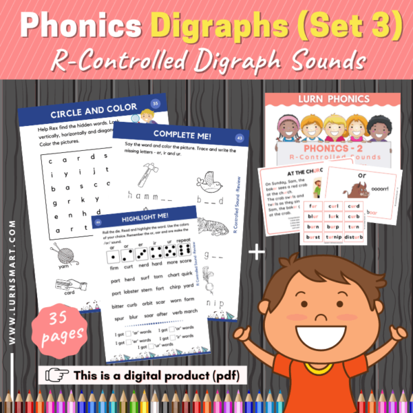 Phonics Digraphs Set 3 R Controlled Sounds for Kids