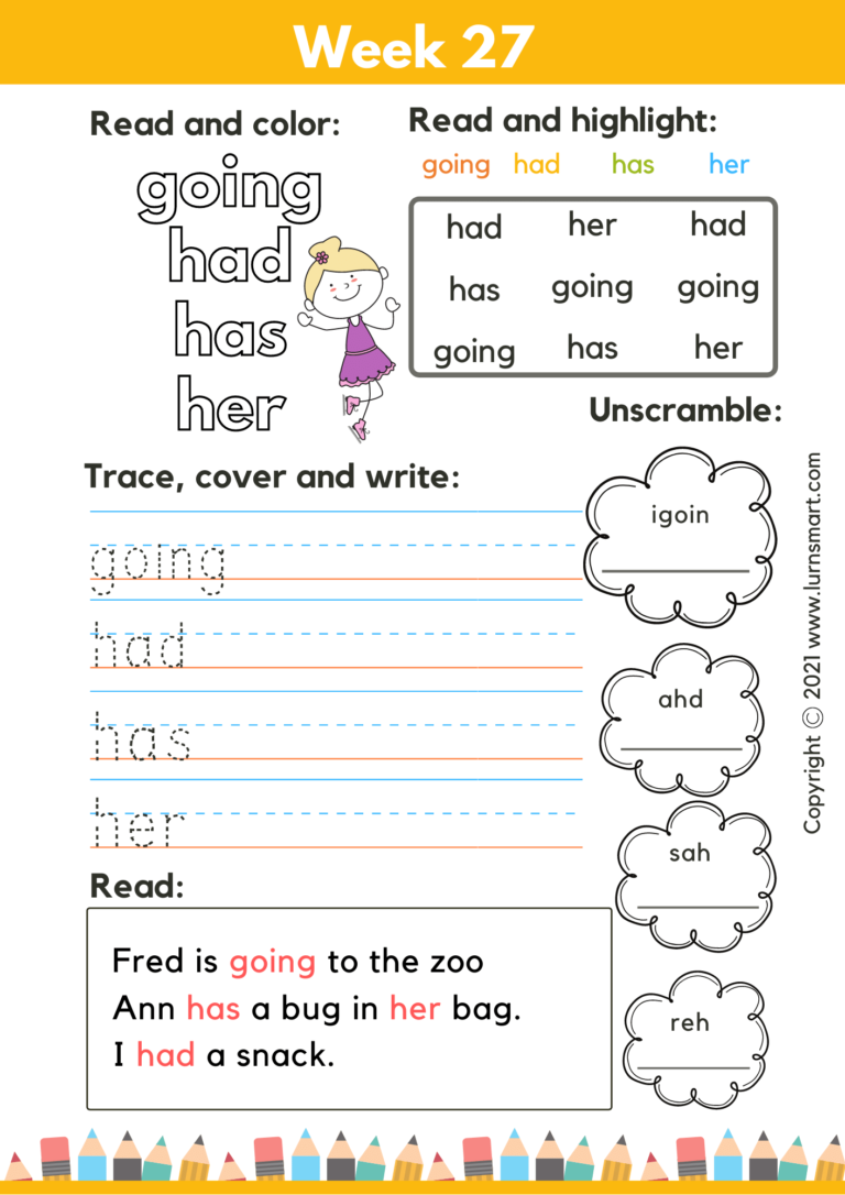 Kids Sight Words Worksheets (pdf) - Dolch Sight Words Level 3