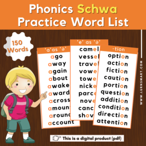 Phonics Schwa Practice Words List min